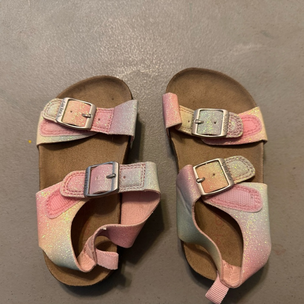 Girls Carters sandals; size 9; pink rainbow fade